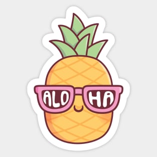 Cute Pineapple With Aloha Sunglasses Sticker